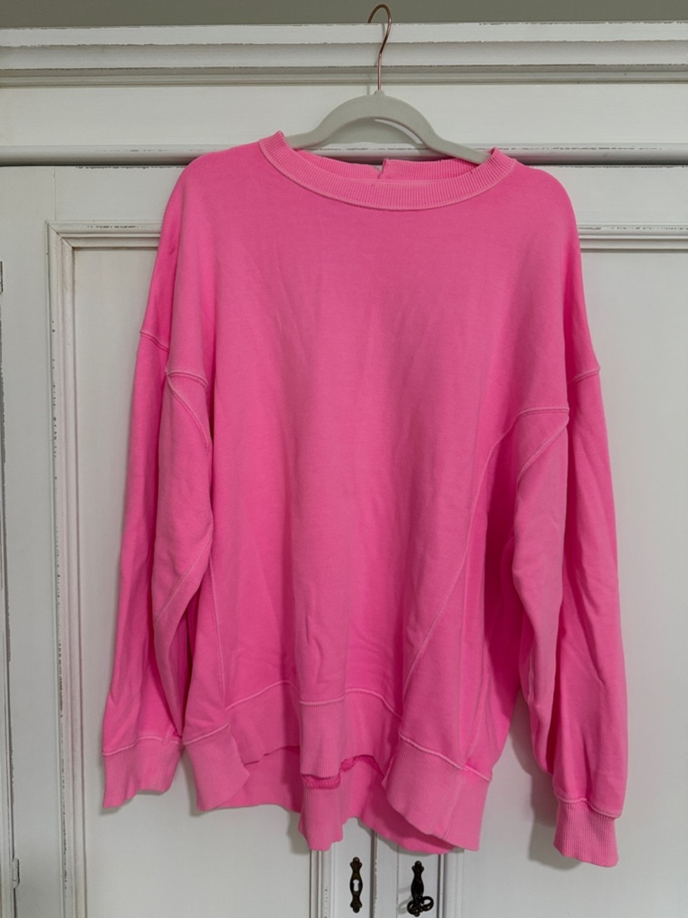 Bright Pink Oversized Crewneck Sweatshirt